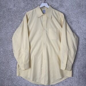 Brooks Brothers Shirt Adult 17 1/2 Yellow Button Up Long Sleeve‎ Mens